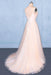 Peach V Neck Sleeveless A Line Prom Dresses Straps Tulle Evening Dress - Prom Dresses