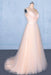Peach V Neck Sleeveless A Line Prom Dresses Straps Tulle Evening Dress - Prom Dresses