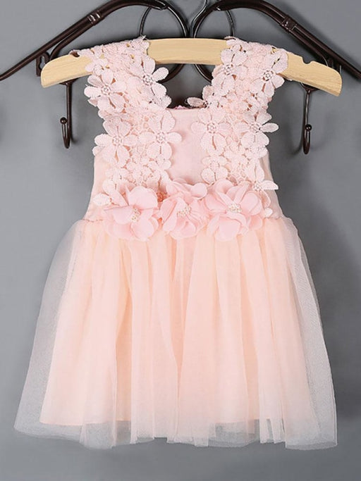 Tutu Flower Girl Dresses Lace Applique Toddler's Pageant Dress Peach Beading Short Kids Dinner Party Dresses