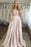 Pearl Pink Two Piece Prom Lace 3/4 Sleeves Long Formal Dress with Pockets - Prom Dresses