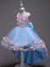Flower Girl Dresses Pink Jewel Neck Sleeveless Bows Flowers Tulle Polyester Cotton Formal Kids Pageant Dresses