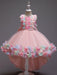 Flower Girl Dresses Pink Jewel Neck Sleeveless Bows Flowers Tulle Polyester Cotton Formal Kids Pageant Dresses