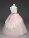 Flower Girl Dresses Soft Pink Kids Formal Dress Lace Bows A Line Girls Pageant Dress