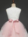 Flower Girl Dresses Soft Pink Kids Formal Dress Lace Bows A Line Girls Pageant Dress