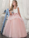 Flower Girl Dresses Soft Pink Kids Formal Dress Lace Bows A Line Girls Pageant Dress