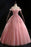 Pink Ball Gown Off Shoulder Prom with Flowers Floor Length Applique Quinceanera Dress - Prom Dresses