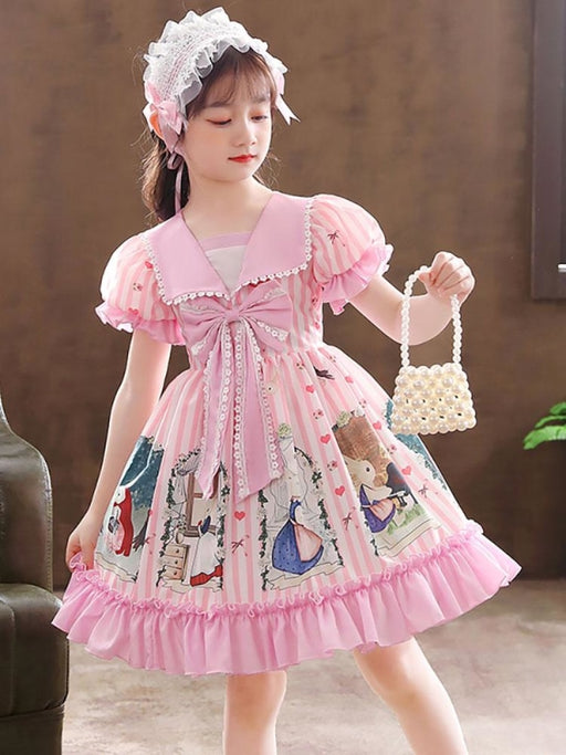 Pink Flower Girl Dresses Designed Neckline Short Sleeves Lace Tulle Embroidered Kids Social Party Dresses