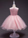 Pink Flower Girl Dresses Round Neck Sleeveless Tutu Dress Tulle Rhinestones Studded Girls Dinner Party Dresses