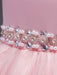 Pink Flower Girl Dresses Round Neck Sleeveless Tutu Dress Tulle Rhinestones Studded Girls Dinner Party Dresses