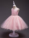 Pink Flower Girl Dresses Round Neck Sleeveless Tutu Dress Tulle Rhinestones Studded Girls Dinner Party Dresses