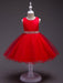 Pink Flower Girl Dresses Round Neck Sleeveless Tutu Dress Tulle Rhinestones Studded Girls Dinner Party Dresses