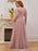 Pink Homecoming Dress A-Line V-Neck Short Sleeves Backless Tulle Floor-Length Evening Dress