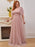 Pink Homecoming Dress A-Line V-Neck Short Sleeves Backless Tulle Floor-Length Evening Dress