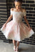 Pink Homecoming Dress Off-the-shoulder Prom Lace Tulle Short Graduation Dresses - Prom Dresses
