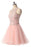 Pink Jewel Tulle Homecoming Dresses with Open Back Beading Sleeveless Short Prom Dress - Prom Dresses