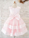 Pink Kids Party Dresses Sleeveless Sash Flower Girl Dresses Jewel Neck style
