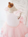 Pink Kids Party Dresses Sleeveless Sash Flower Girl Dresses Jewel Neck style
