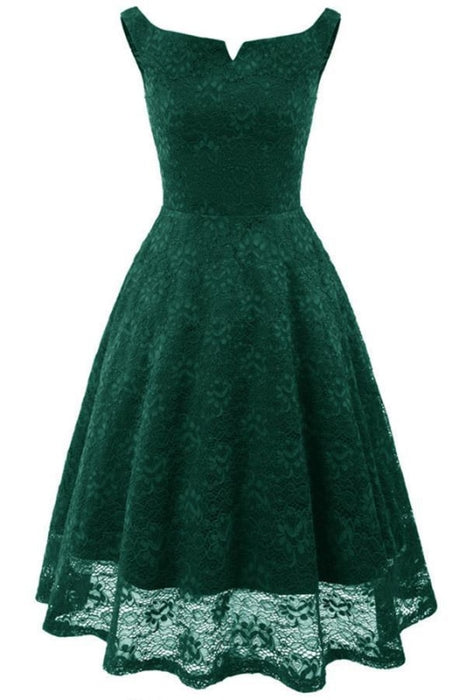 Pink Lace Dress Slash Neck Street Dresses - green dress / S - lace dresses