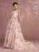 Pink Prom Dresses 2021 Long Floral Print Organza Pageant Dress Backless Chapel Train Party Dress(APP ExclusivePrice  $109.99)