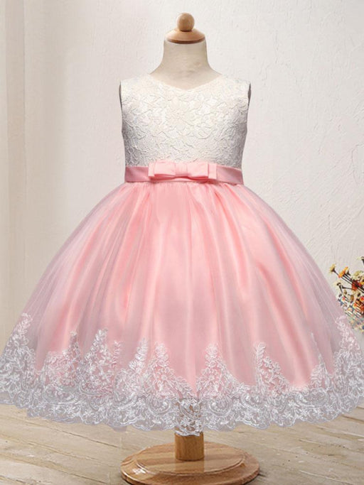 Flower Girl Dresses Jewel Neck Sleeveless Embroidered Kids Party Dresses