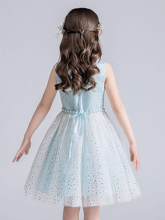 Pink Sleeveless Pearls Short Princess Flower Girl Dresses-Bridelily Pink Sleeveless Pearls Short Princess Flower Girl Dresses-Bridelily