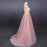 Pink V Neck Sleeveless Prom with Appliques A Line Tulle Evening Dress - Prom Dresses