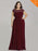 Plus Size O-Neck Cap Sleeves Lace Appliques A-Line Party Dresses - Burgundy / 4 / United States - evening dresses