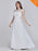 Plus Size O-Neck Cap Sleeves Lace Appliques A-Line Party Dresses - White / 4 / United States - evening dresses