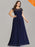 Plus Size O-Neck Cap Sleeves Lace Appliques A-Line Party Dresses - Navy Blue / 4 / United States - evening dresses
