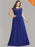 Plus Size O-Neck Cap Sleeves Lace Appliques A-Line Party Dresses - Blue / 4 / United States - evening dresses