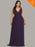 Plus Size V-Neck Backless Chiffon Party Dresses - Dark Purple / 4 / United States - evening dresses