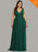 Plus Size V-Neck Backless Chiffon Party Dresses - Dark Green / 4 / United States - evening dresses