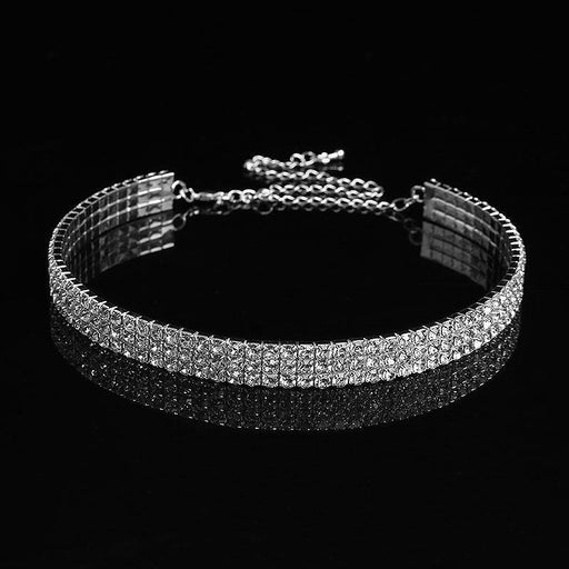 Populal 1-5 Row Rhinestone Handmade Bridal Necklaces | Bridelily - 3 Row Crystal / Clear - necklaces