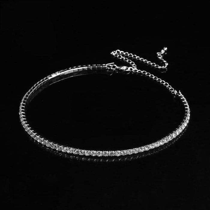 Populal 1-5 Row Rhinestone Handmade Bridal Necklaces | Bridelily - 1 Row Crystal / Clear - necklaces