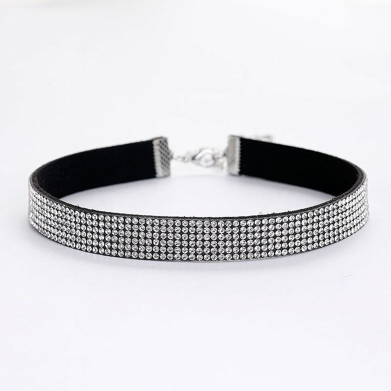 Popular Crystal Collar Silver Wedding Necklaces | Bridelily - 18mm / Clear - necklaces