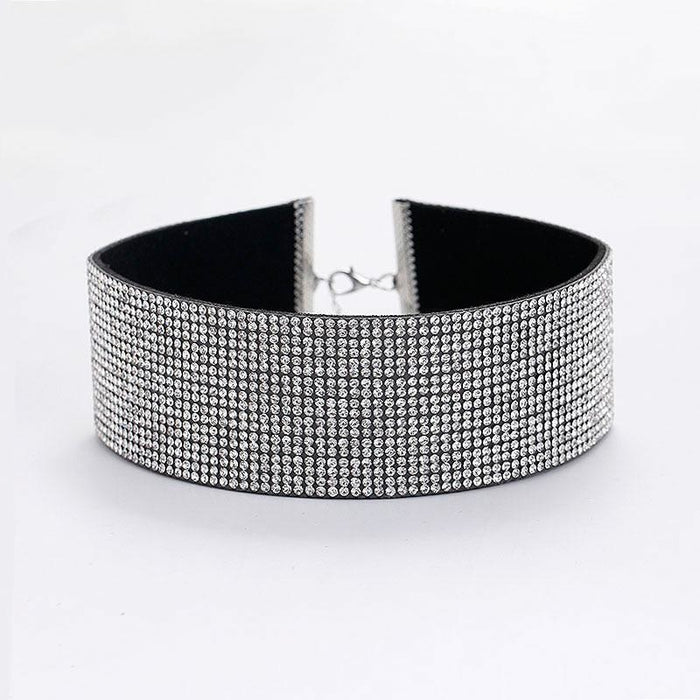 Popular Crystal Collar Silver Wedding Necklaces | Bridelily - 40mm / Clear - necklaces
