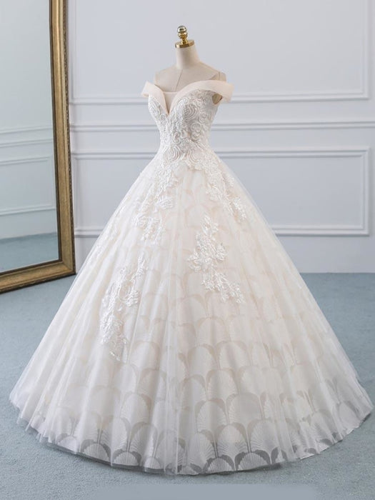 Popular Off-the-Shoulder Lace-Up Ball Gown Wedding Dresses - wedding dresses