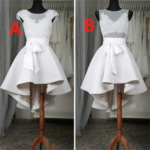 Popular Sexy High Low Cap Sleeve Homecoming Dresses with Belt Short Prom Gown - Prom Dresses