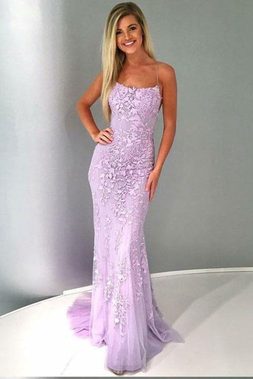 Precious Excellent Affordable Spaghetti Strap Mermaid Dress Appliques Tulle Senior Prom Dresses - Prom Dresses