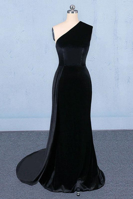 Precious Exquisite One Shoulder Mermaid Long Evening Dress Unique Black Prom Dresses - Prom Dresses