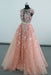 Pretty Cap Sleeves Floor Length Tulle Prom Dress with Appliques Belt - Prom Dresses