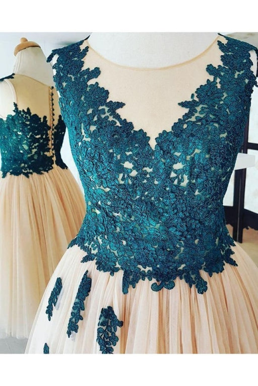 Pretty Short Dresses Lace Top Tulle Sleeveless Homecoming Dress - Prom Dresses