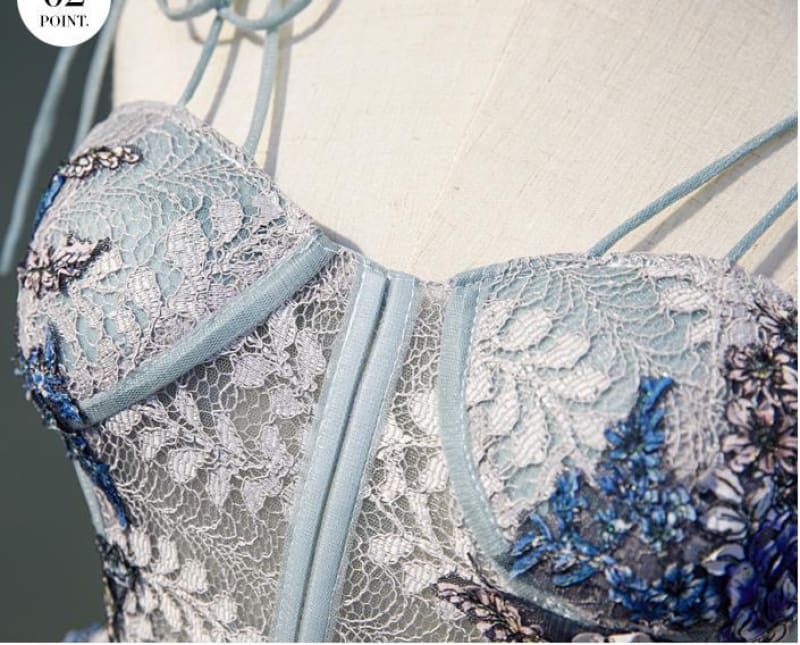 Pricess Straps Appliqued Tulle Homecoming A Line Short Prom Dress with Lace - Prom Dresses