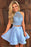Princess Halter Two Piece Homecoming Mini Sleeveless Lace Short Prom Dresses - Prom Dresses