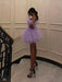 Princess Purple Tulle Short Prom Homecoming Dresses, Short Lilac Formal Graduation Evening Dresses 