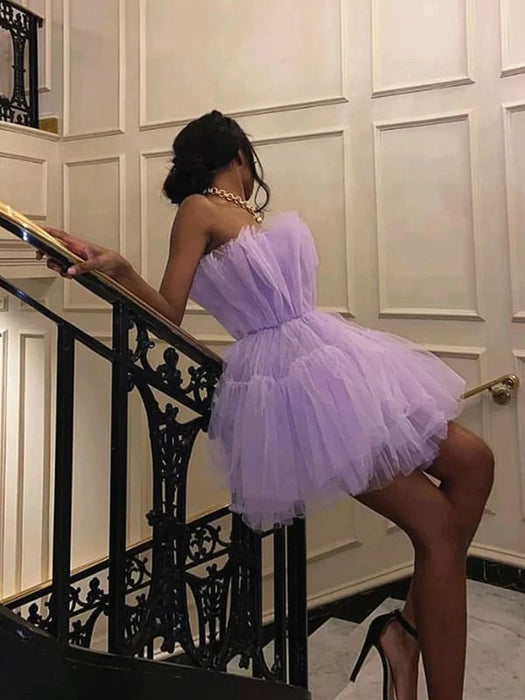 Princess Purple Tulle Short Prom Homecoming Dresses, Short Lilac Forma Bridelily Princess Purple Tulle Short Prom Homecoming Dresses, Short Lilac Forma Bridelily