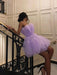 Princess Purple Tulle Short Prom Homecoming Dresses, Short Lilac Formal Graduation Evening Dresses 