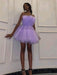 Princess Purple Tulle Short Prom Homecoming Dresses, Short Lilac Formal Graduation Evening Dresses 