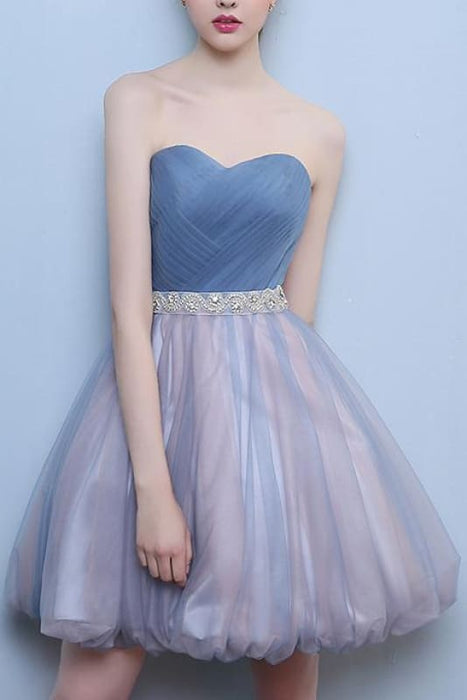 Princess Steel Blue Short White Prom Dresses 2021 - Bridelily Princess Steel Blue Short White Prom Dresses 2021 - Bridelily