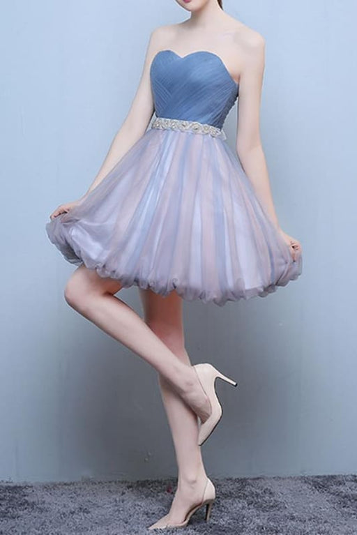 Princess Steel Blue Short White Prom Dresses 2021 - Bridelily Princess Steel Blue Short White Prom Dresses 2021 - Bridelily